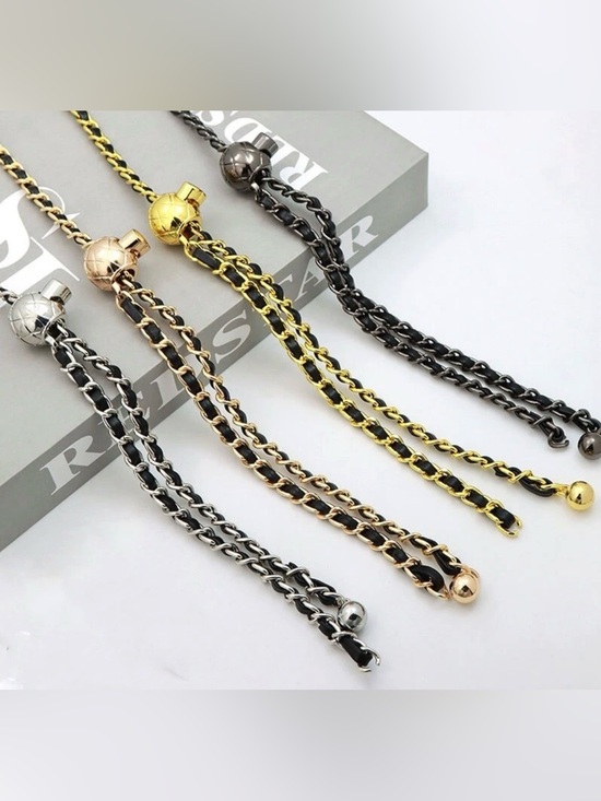 Reiss Handbags - Adjustable Chain Strap in Faux Black Leather; Gold or Silver